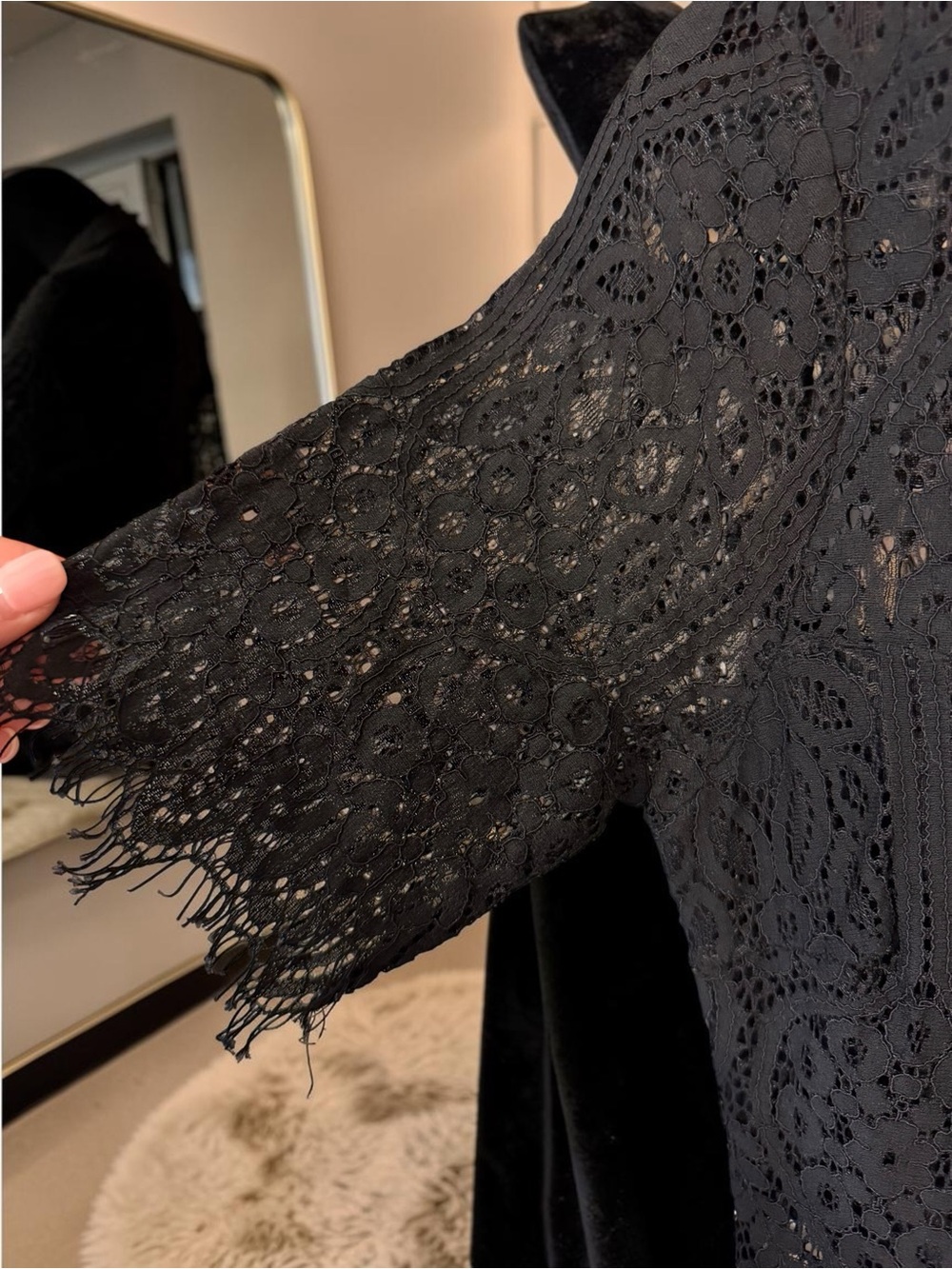 Lulus Black Whimsical Lace Mock Neck Sheath Dress Small EUC - Picture 10 of 14